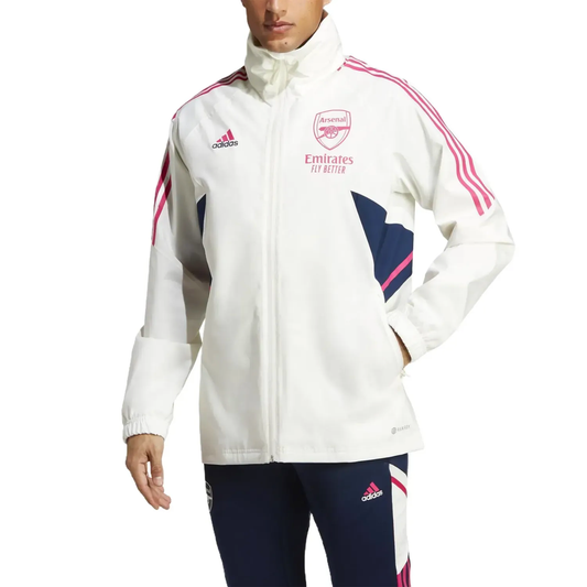 Arsenal FC waterproof Pro windbreaker jacket 2023 white/blue - Adidas-1