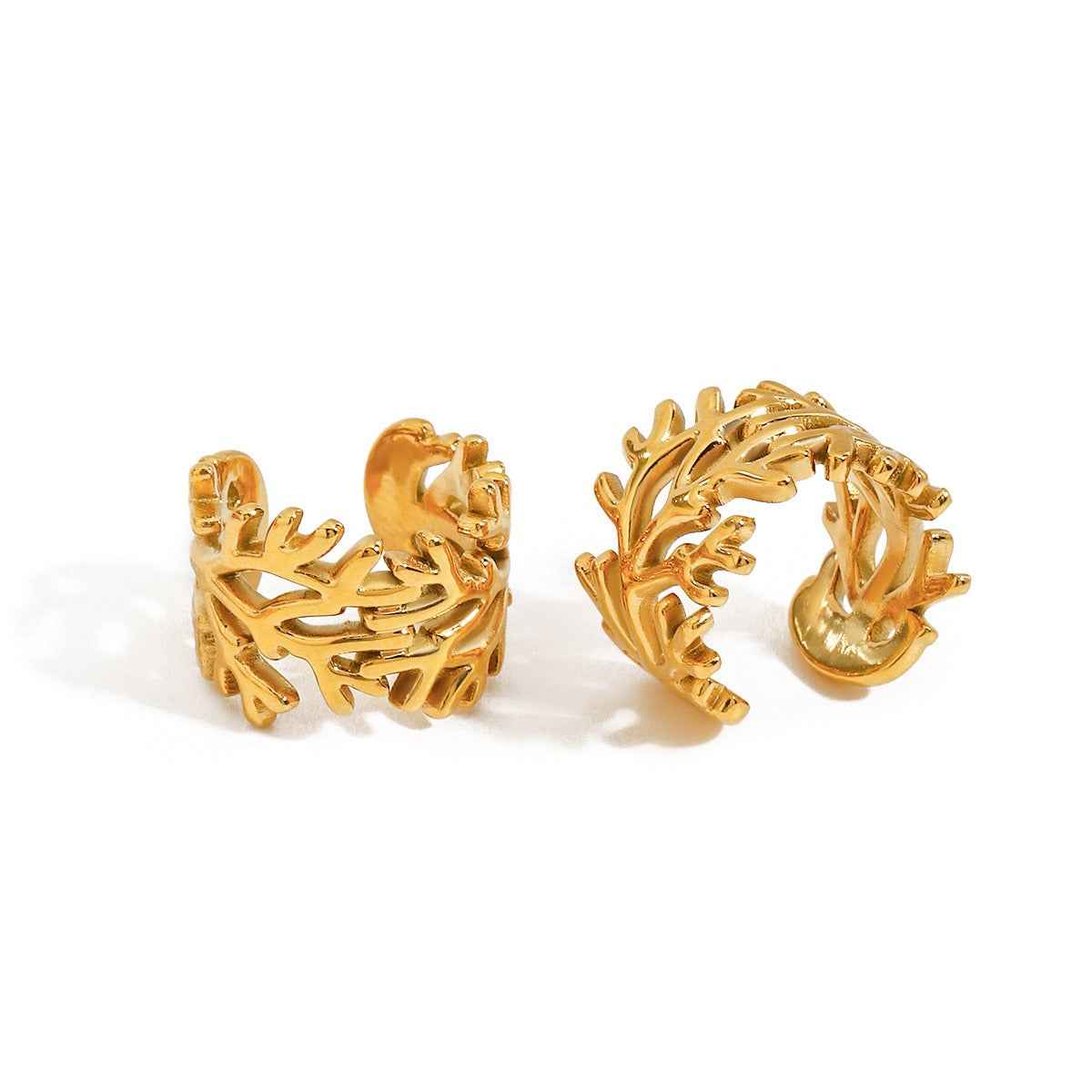 Boucles d’Oreilles Rameaux Or 18K – Minimalisme organique et élégance moderne