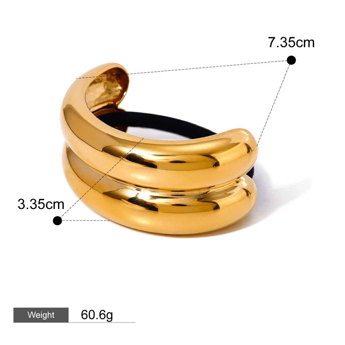 Accessoire Cheveux Double Structure – Modernité géométrique en Or 18K