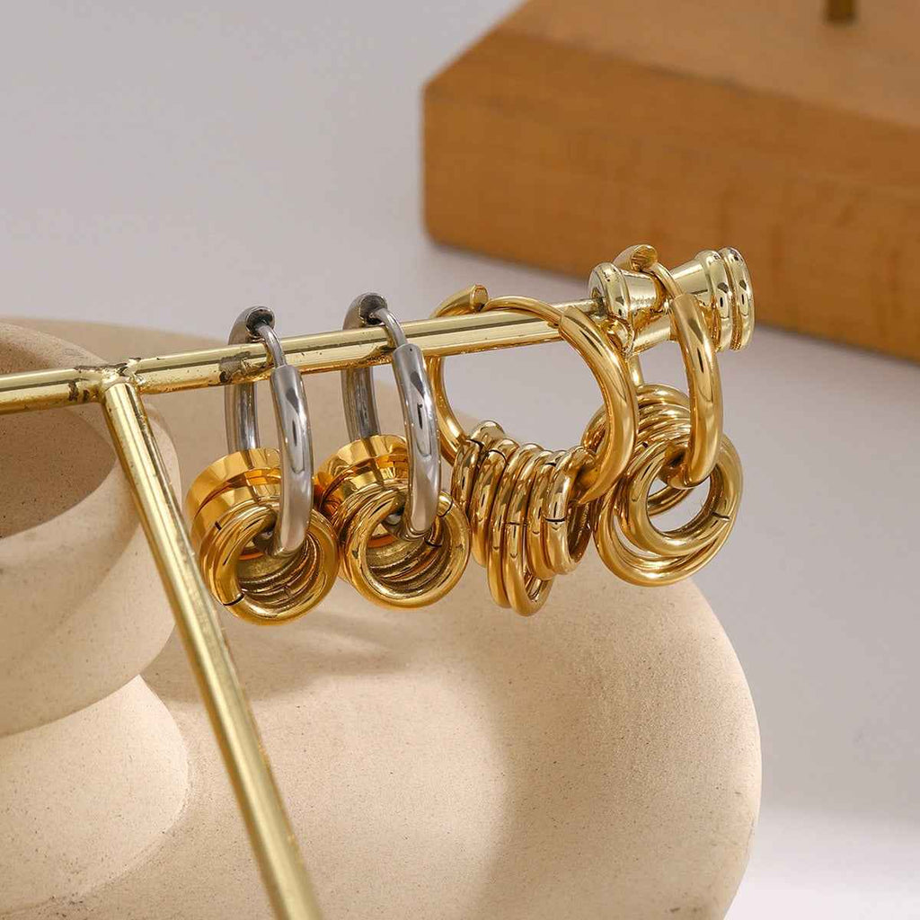 oucles d’Oreilles Multi-Anneaux – Design épuré & allure contemporaine en Or 18K