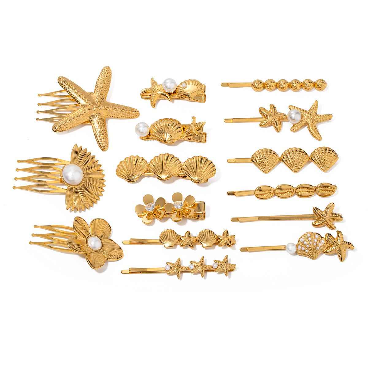 Accessoire Cheveux Nature & Mer – Élégance organique en Or 18K