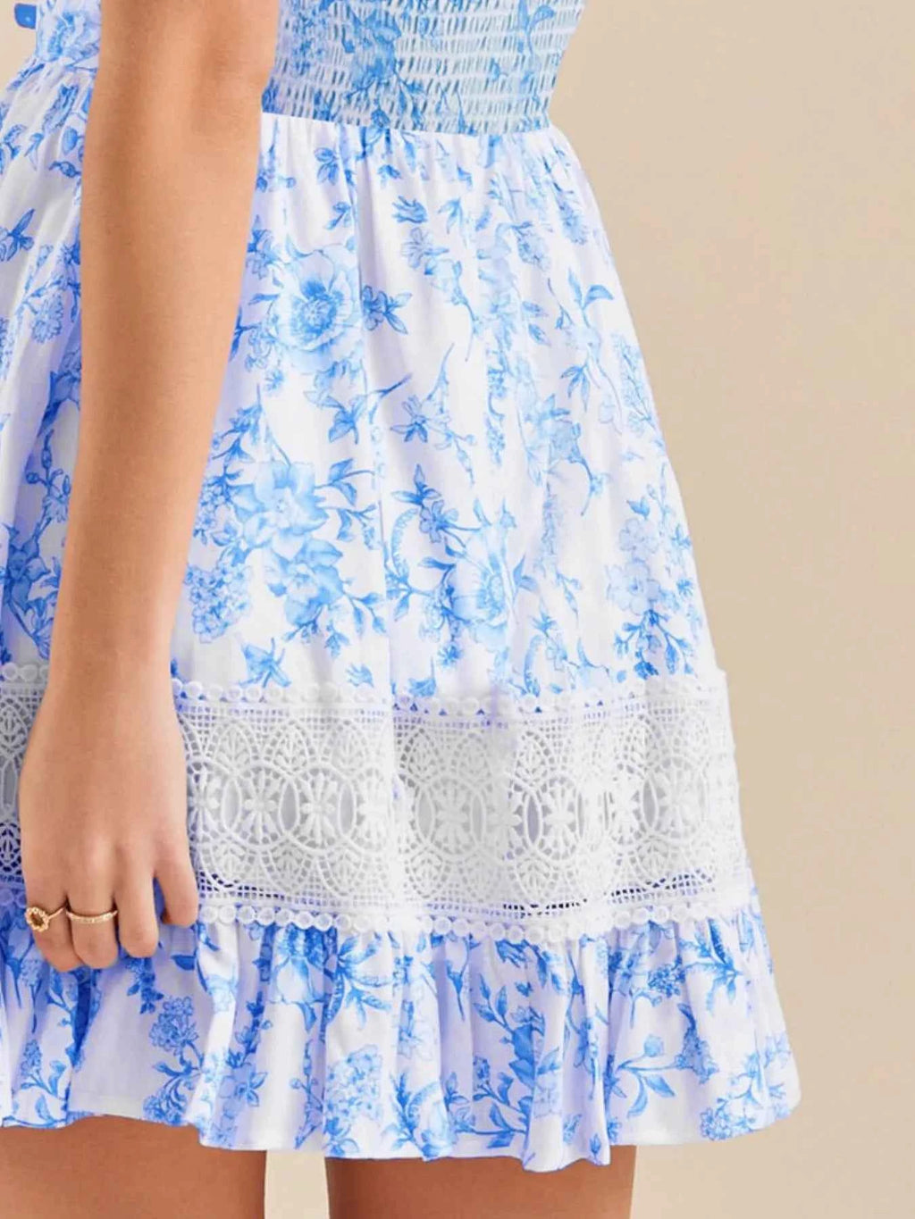 Ruffled Hem Printed Tube Dress