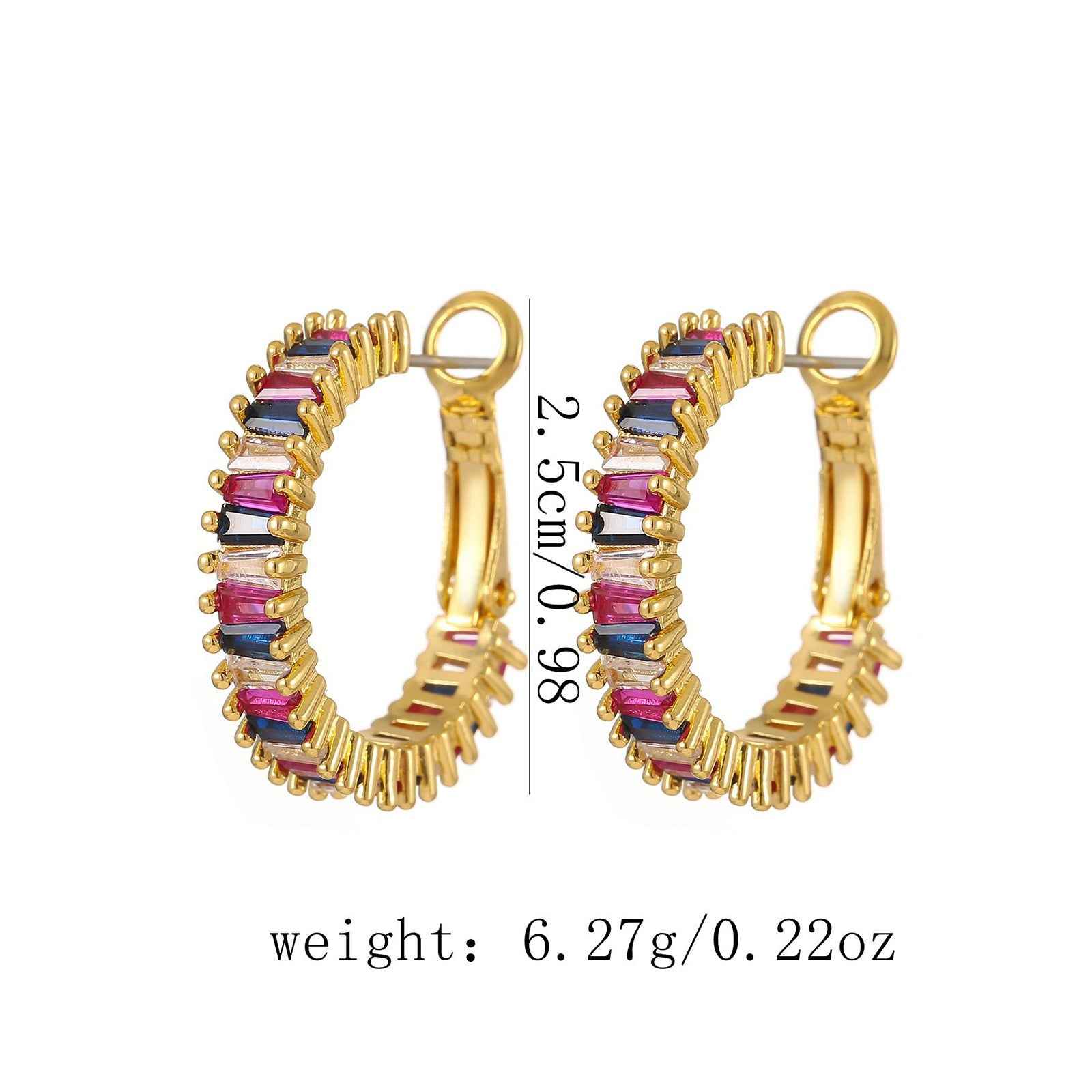 Boucles d’Oreilles Cercle Éclat – Style light luxe en Or 18K et gemmes scintillantes