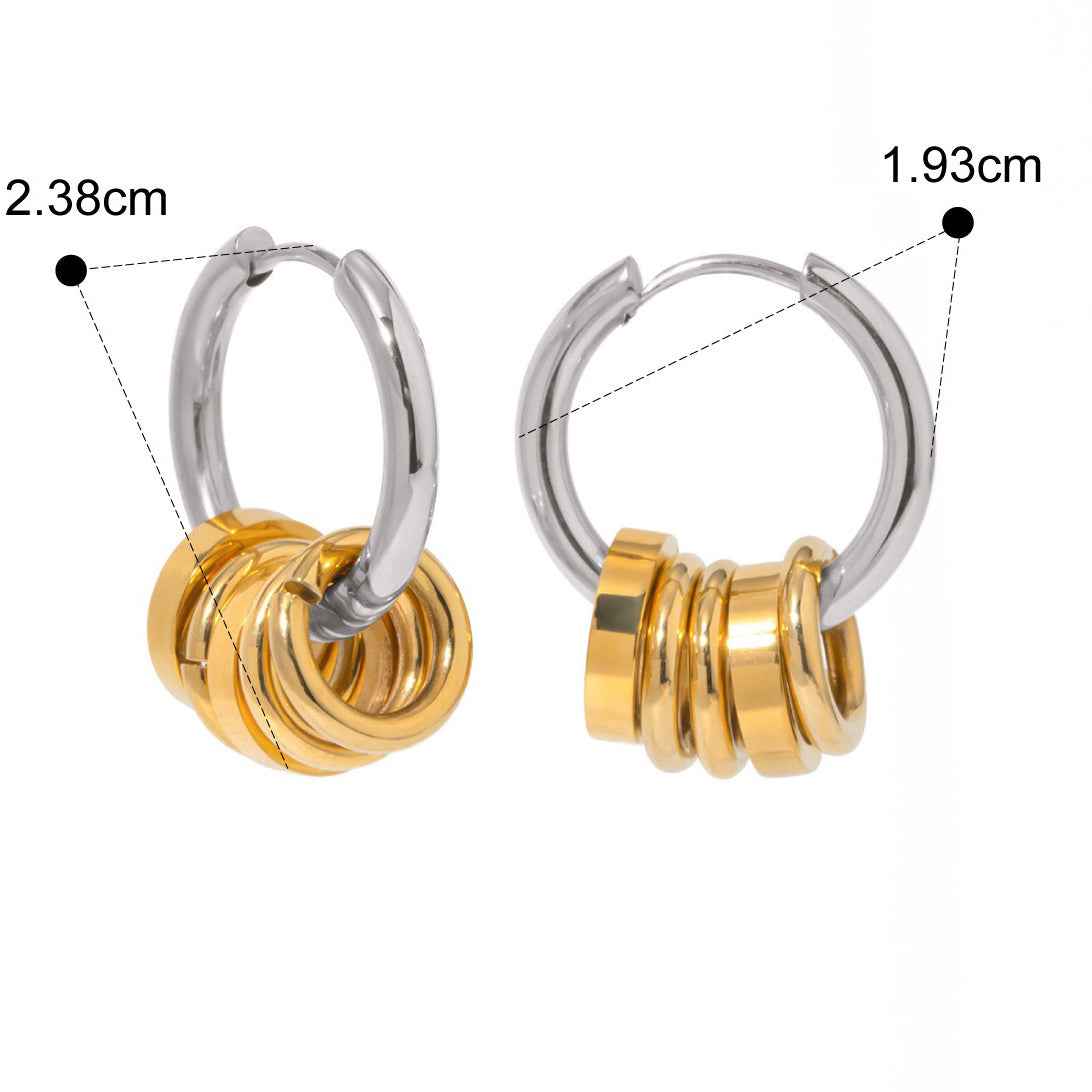 oucles d’Oreilles Multi-Anneaux – Design épuré & allure contemporaine en Or 18K