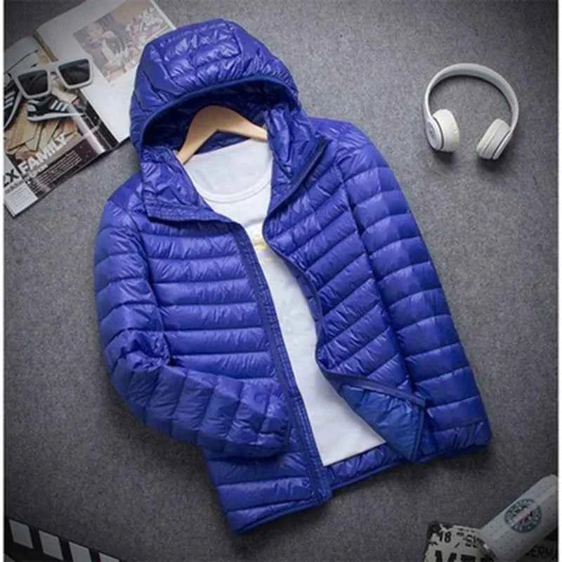 Autumn Winter Down Jacket Men Casual Stand Collar Ultra Light Parka Coat Portable Outwear Windproof White Duck Down Jacket 4XL