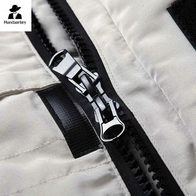 Winter Down Jacket Men's South Korea Running Fur Collar Hooded Luxury White Duck Down Warm Coat Men's Cold-proof Tooling Parka