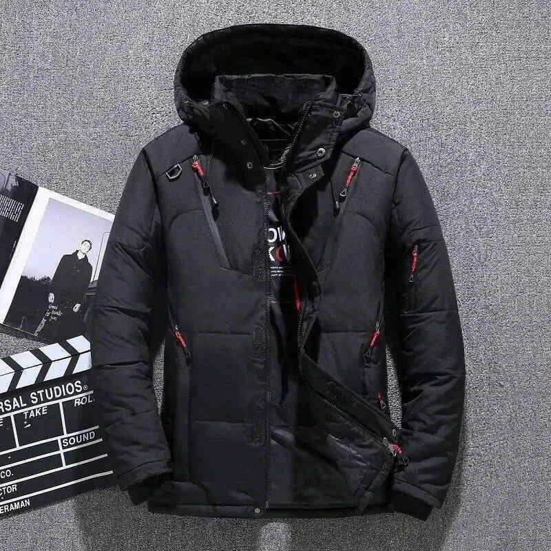 Men's White Duck Down Jacket Warm Hooded Thick Puffer Jacket Coat Male Casual High Quality Overcoat Thermal Winter Parka Men