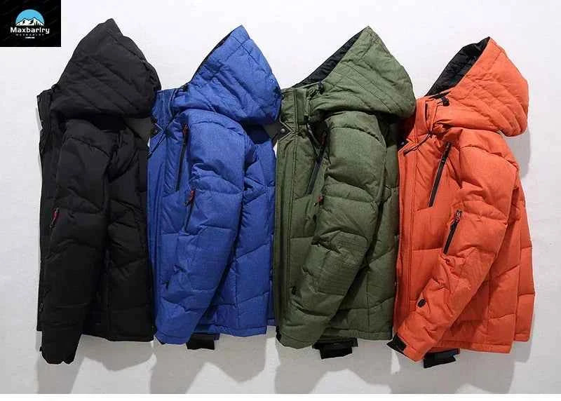 Men's White Duck Down Jacket Warm Hooded Thick Puffer Jacket Coat Male Casual High Quality Overcoat Thermal Winter Parka Men