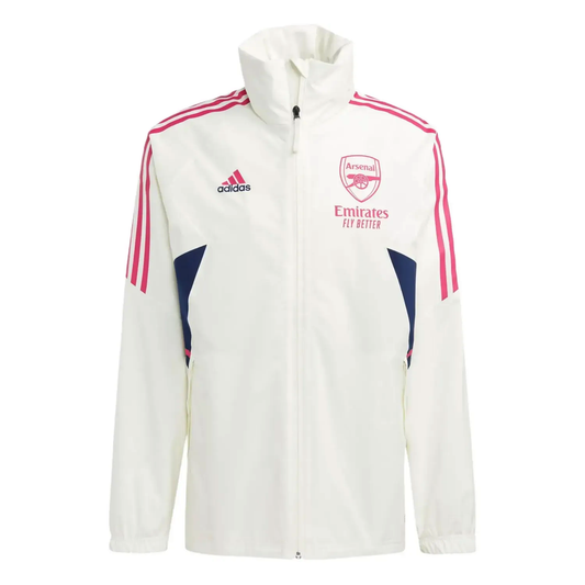 Arsenal FC waterproof Pro windbreaker jacket 2023 white/blue - Adidas-0