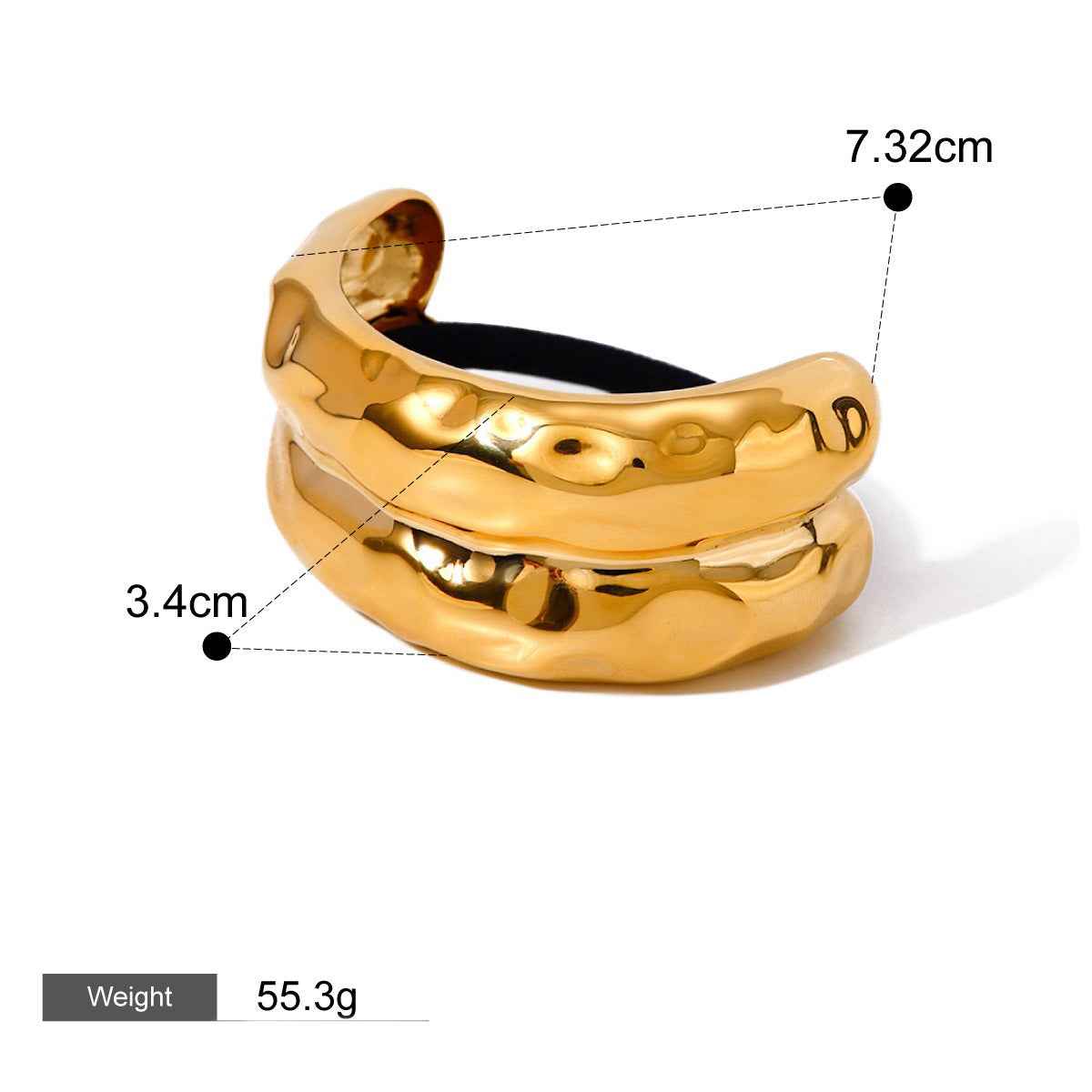 Accessoire Cheveux Double Structure – Modernité géométrique en Or 18K