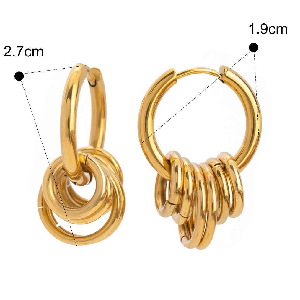 oucles d’Oreilles Multi-Anneaux – Design épuré & allure contemporaine en Or 18K