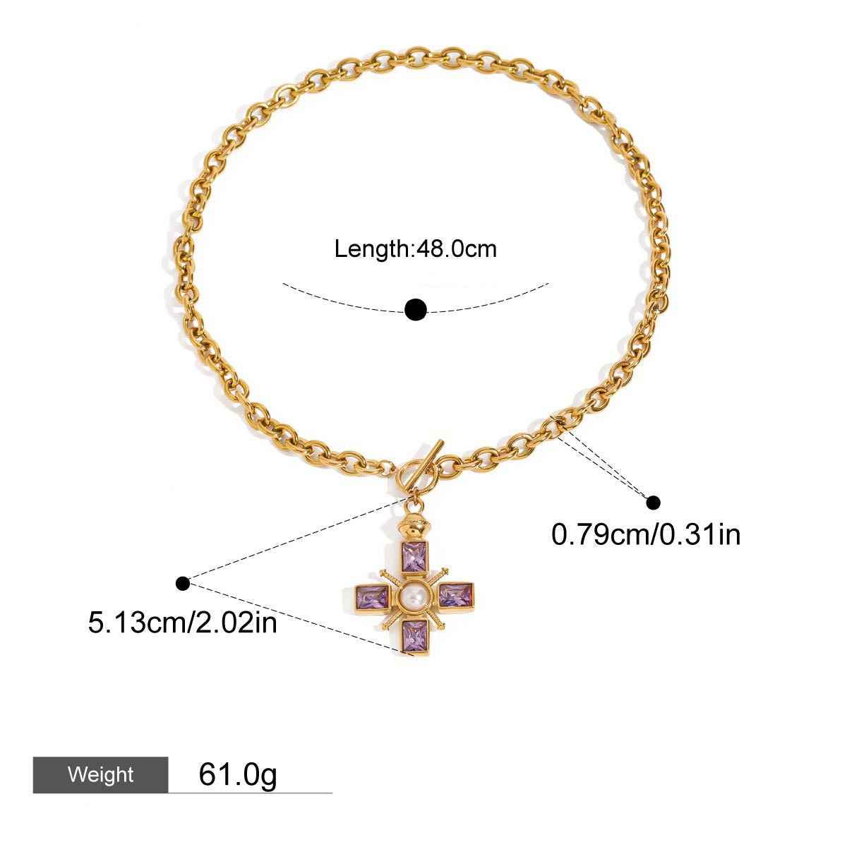Ensemble Croix Précieuse – Symbole raffiné en Or 18K et gemmes étincelantes