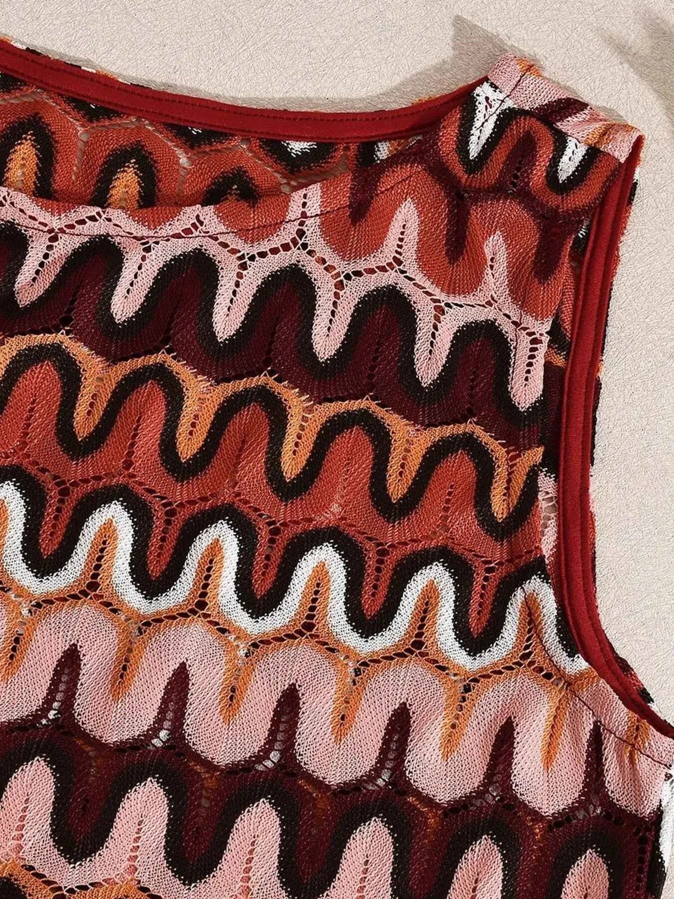 Printed Ease – Robe Sans Manches à Col Rond & Imprimé Graphique