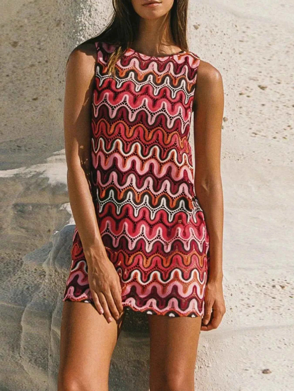 Printed Ease – Robe Sans Manches à Col Rond & Imprimé Graphique