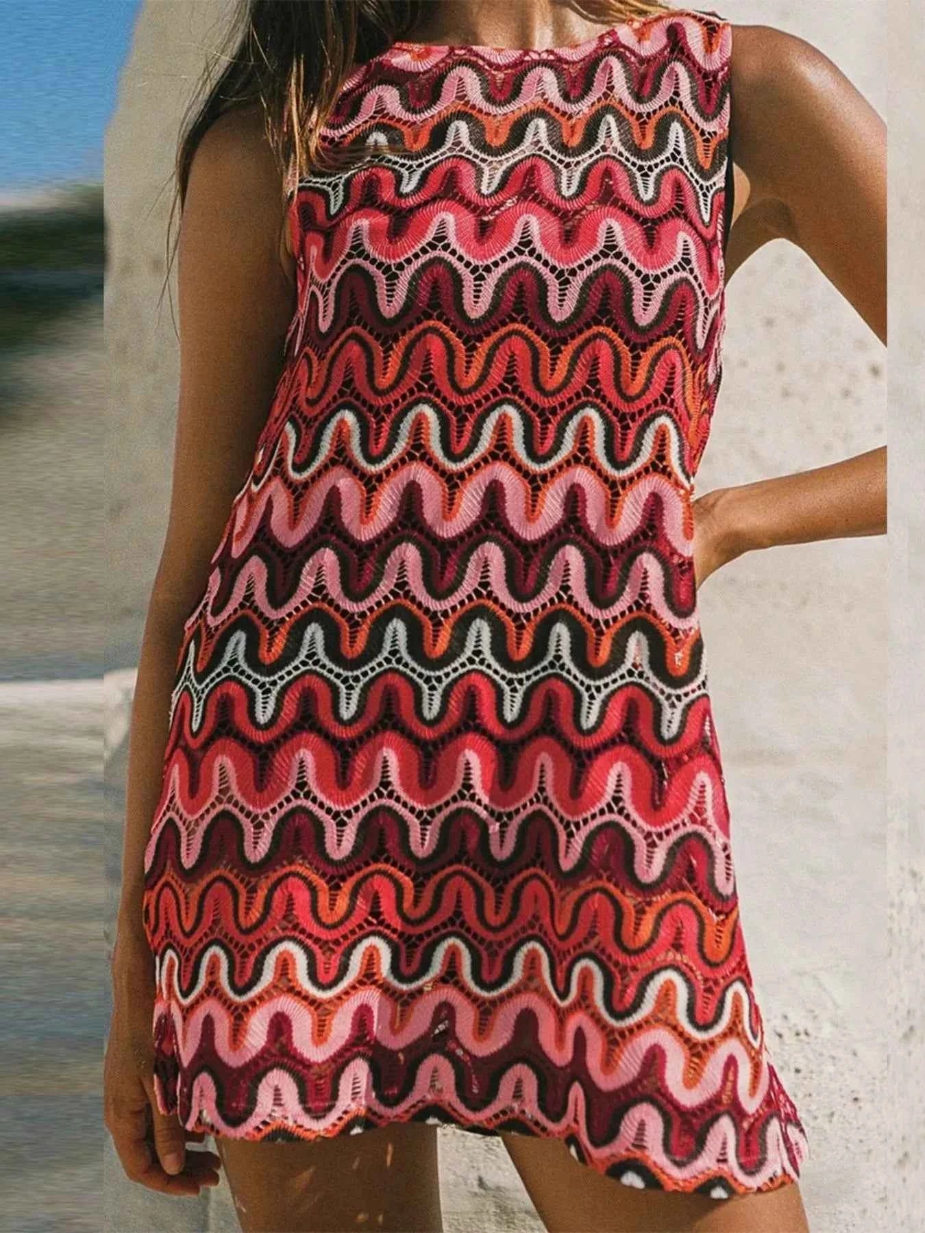 Printed Ease – Robe Sans Manches à Col Rond & Imprimé Graphique